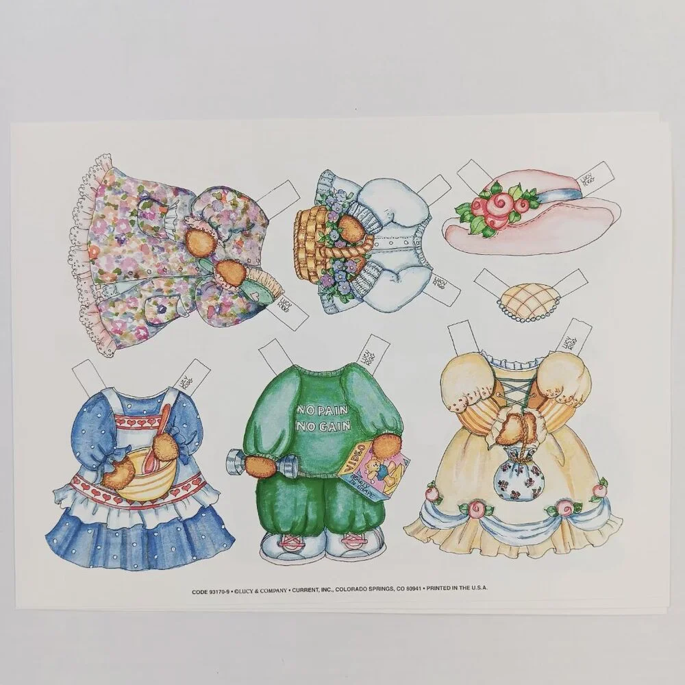 Current Lucy & Company Paper Doll Set Bears Family 6 Sheets in Folder
